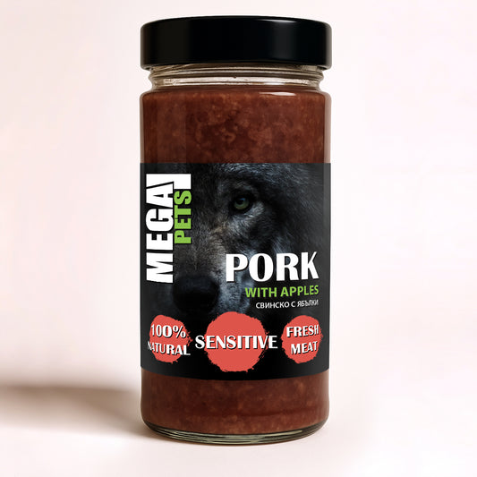 MEGA PETS Свинско с ябълки 6 бр.